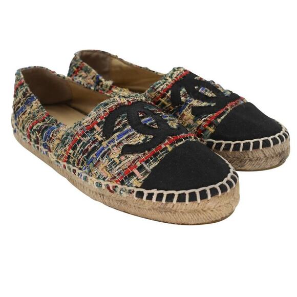Chanel Espadrille 38 Tweed Canvas Metallic Flats CC-S0207P-C011 - Picture 4 of 12
